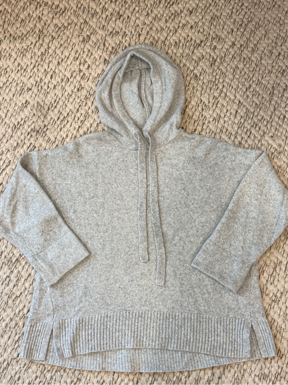 H&M LOGG Women’s Large Gray Knit Hoodie Pullover High Low Hem